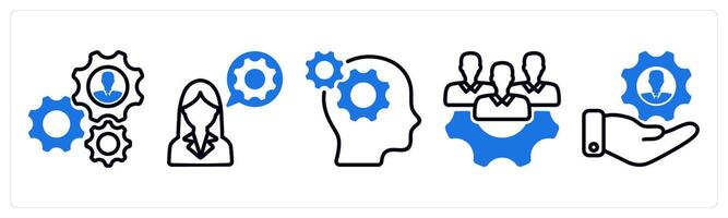 Set of 5 business icons as business support, technical support, business thinking vector