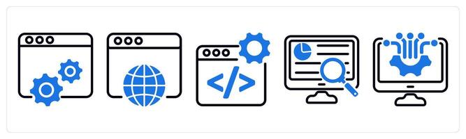 Set of 5 business icons as web optimization, web browser, web development vector