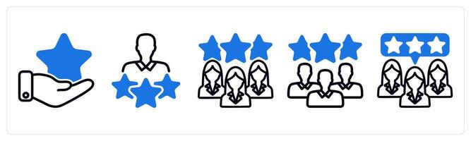 Set of 5 business icons as star feedback, premium user, expert team vector