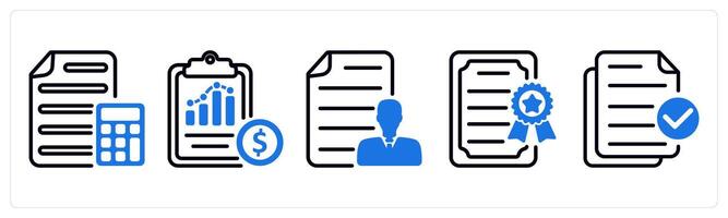 Set of 5 business icons as calculation, cost statement, employee details vector