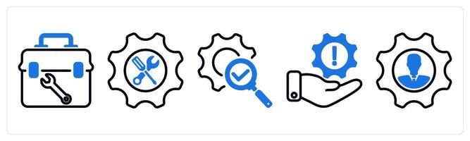 Set of 5 business icons as tool box, support, correction vector