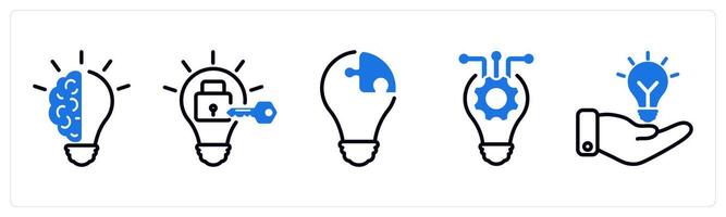 Set of 5 business icons as smart idea, problem fix, creative solution vector