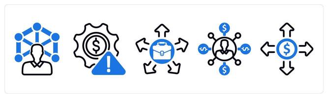Set of 5 business icons as abilities, business risk, job opportunity vector