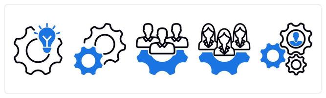 Set of 5 business icons as idea development, settings, expert team vector