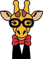 isolate illustration of Giraffe in a tuxedo and glasses vector