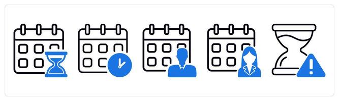 Set of 5 business icons as schedule plan, meeting schedule, working schedule vector