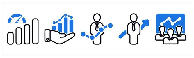 Set of 5 business icons as business growth, performance level vector