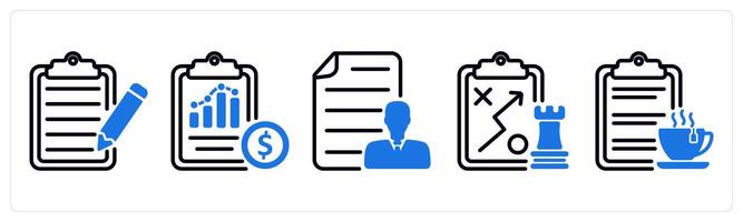 Set of 5 business icons as writing, cost statement, employee details vector