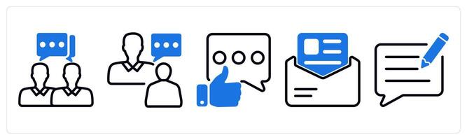 Set of 5 business icons as conversation, buisness talk, positive feedback vector