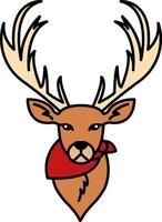 isolate illustration of Deer in a red scarf vector