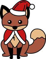 isolate illustration of Fox in a Santa costume vector