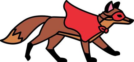 isolate illustration of Fox with mask and cape vector