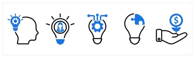 Set of 5 business icons as creative thinking, enterpreneur, idea vector