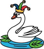 isolate illustration of Swan wearing a clown hat vector