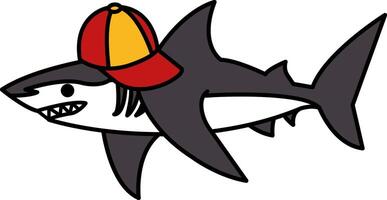 isolate illustration of Shark wearing cap vector