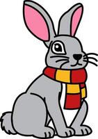 isolate illustration of Rabbit wearing a scarf vector