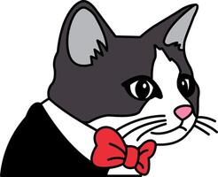 isolate illustration of Cat wearing a tuxedo vector