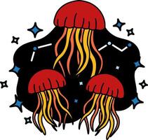 isolate illustration of Jellyfish floating in space vector