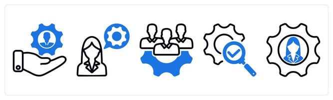Set of 5 business icons as human resource management, technical support, expert team vector