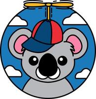 isolate illustration of Koala wearing a propeller cap vector