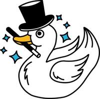 isolate illustration of Duck wearing hat and holding magic wands vector