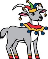 isolate illustration of Goat wearing clown hat vector