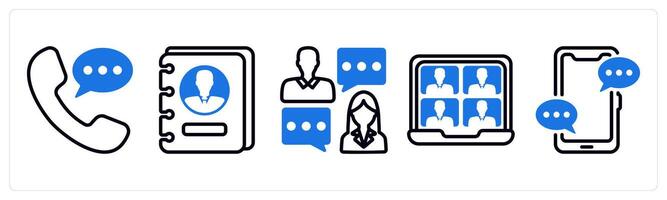 Set of 5 business icons as telephone conversation, address book vector