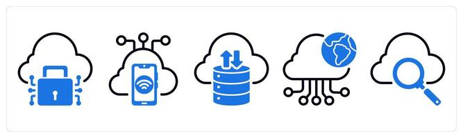Set of 5 business icons as cloud protection, iot, cloud storage vector