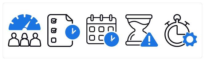 Set of 5 business icons as worker performance, audit, meeting schedule vector