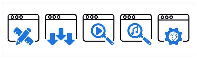 Set of 5 business icons as web design, landing page, search vector