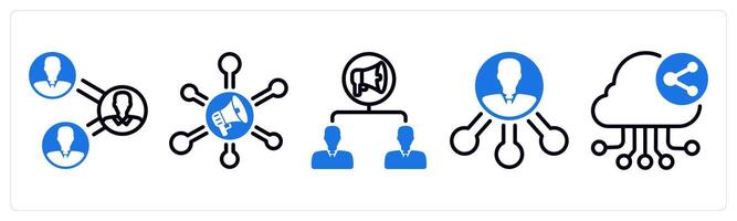 Set of 5 business icons as business connectivity marketing network, viral marketing vector