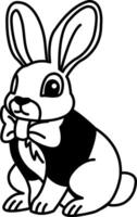 isolate black and white illustration of Rabbit in tuxedo vector
