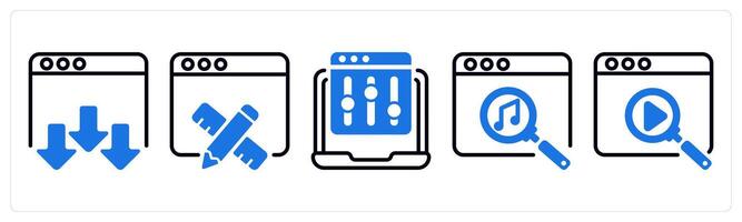 Set of 5 business icons as landing page, web design, refine webpage vector