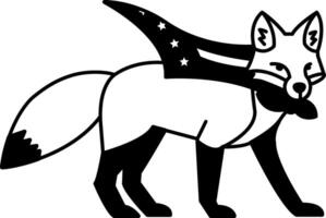 isolate black and white illustration of Fox in an American flag cape vector