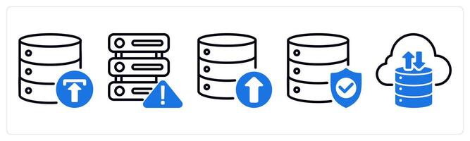 Set of 5 business icons as backup, server information, data upload vector