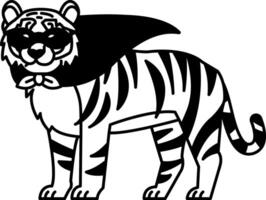 isolate black and white illustration of Tigers wearing masks vector