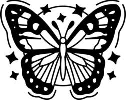 isolate black and white illustration of Butterfly with colorful wings vector