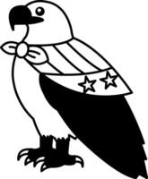isolate black and white illustration of Eagle in an American flag scarf vector