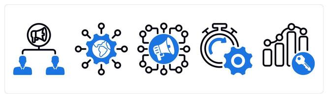 Set of 5 business icons as viral marketing, global technology, social campaign vector