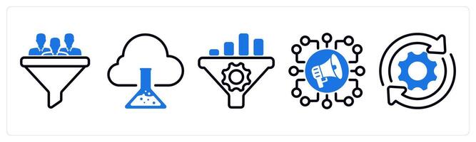 Set of 5 business icons as conversion rate, cloud research, seo conversion rate vector