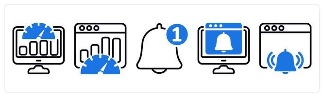 Set of 5 business icons as dashboard, seo performance, notification vector