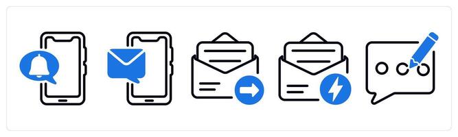 Set of 5 business icons as mobile notification, mobile message, email send vector