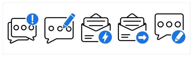 Set of 5 business icons as chat notification, blog, fast message, email send vector