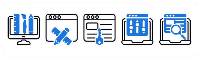 Set of 5 business icons as creative design, web design, keywords vector