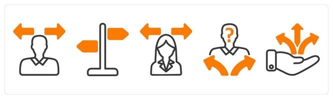 Set of five business icons as confusion, direction sign, confusion in decision making vector