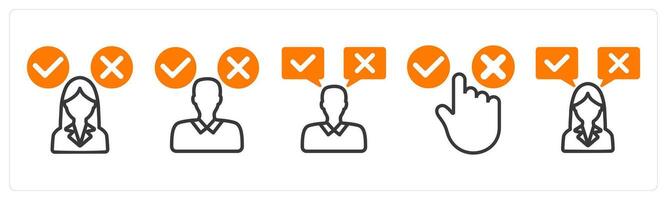 Set of five business icons as decision making confusion, decision, choice vector