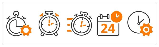 Set of five business icons as productivity, time, fast time vector