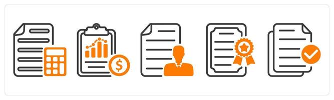 Set of five business icons as calculation, cost statement, employee details vector