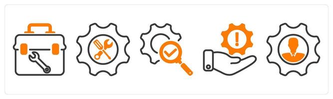 Set of five business icons as tool box, support, correction vector