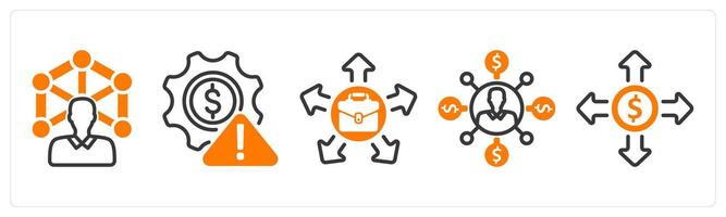 Set of five business icons as abilities, business risk, job opportunity vector